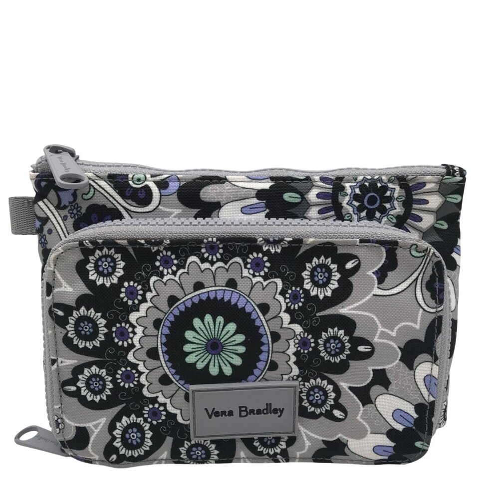 Vera Bradley Gray Fabric Riley Compact Wallet